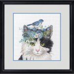 Floral Crown Cat Counted Cross Stitch Kit (image for) Floral Crown Cat Counted Cross Stitch Kit